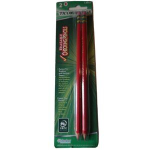 Dixon Ticonderoga Red (13901) Erasable Checking Pencils Pre-Sharpened  2 PK NIB